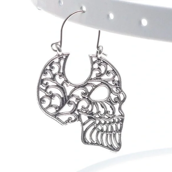 Any 2/$20! Boho Sugar Skull Open Work Earrings - Picture 8 of 12